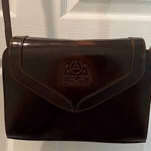 Women's Leather Crossbody Bag - Dark Brown